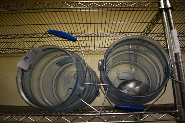 2 San Jamar Blue Poly Ice Buckets w/ 1 Metal Ice Scoop. 10x10x18. 2 Times Your Bid! - Image 2 of 3