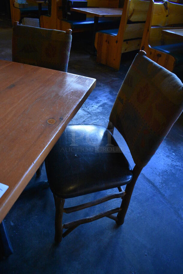 ALL ONE MONEY! Lot of Wooden Table on Black Metal Table Base and 4 Natural Edge Dining Chairs. 36x36x30, 20x17x36 - Image 3 of 3