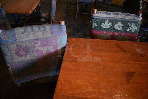 ALL ONE MONEY! Lot of Wooden Table on Black Metal Table Base and 4 Natural Edge Dining Chairs. 36x36x30, 20x17x36 - Image 2 of 4