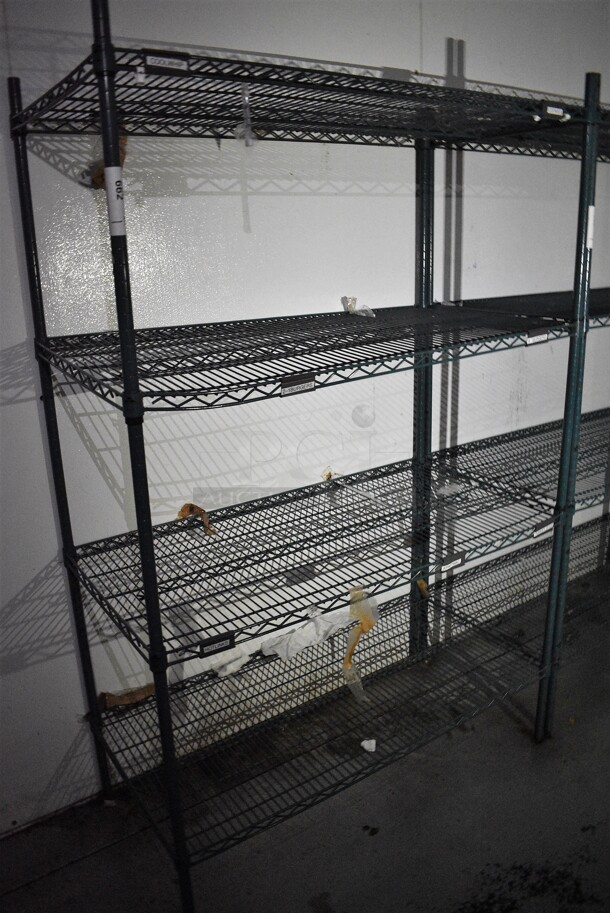 Green Finish 4 Tier Metro Style Shelving Unit. BUYER MUST DISMANTLE. PCI CANNOT DISMANTLE FOR SHIPPING. PLEASE CONSIDER FREIGHT CHARGES. 48x24x74 - Image 1 of 2