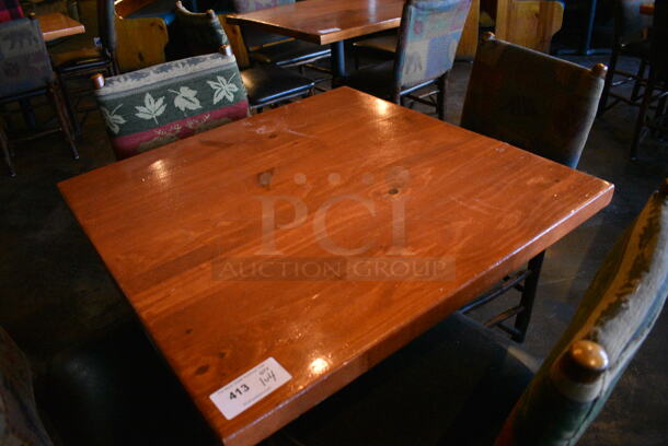 ALL ONE MONEY! Lot of Wooden Table on Black Metal Table Base and 4 Natural Edge Dining Chairs. 36x36x30, 20x17x36 - Image 4 of 4