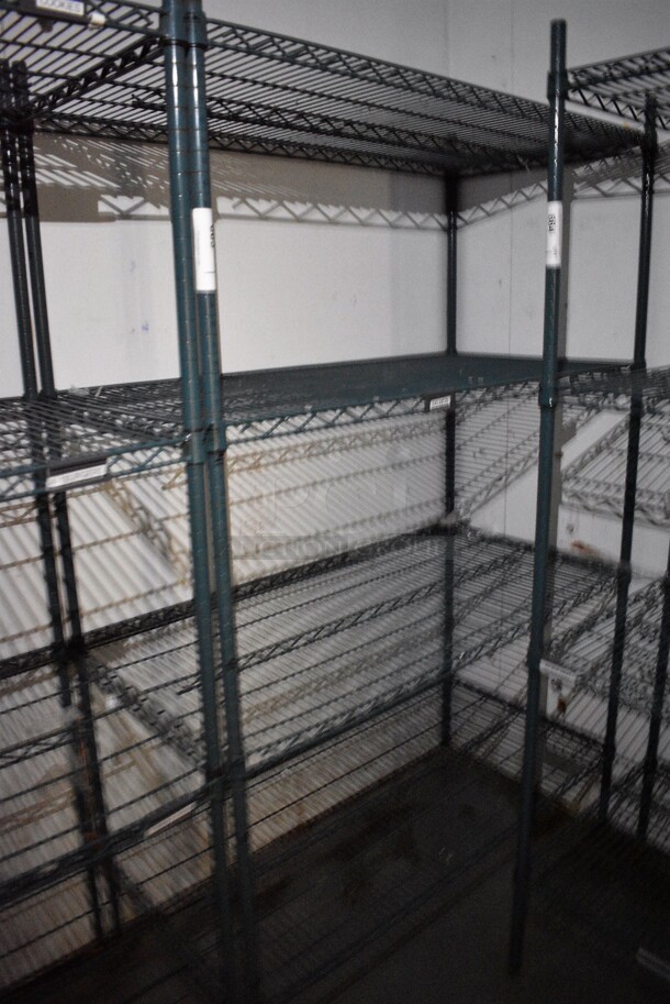 Green Finish 4 Tier Metro Style Shelving Unit. BUYER MUST DISMANTLE. PCI CANNOT DISMANTLE FOR SHIPPING. PLEASE CONSIDER FREIGHT CHARGES. 48x24x74 - Image 1 of 2