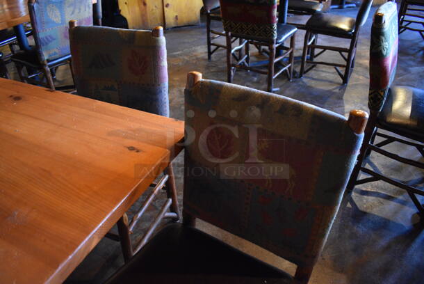 ALL ONE MONEY! Lot of Wooden Table on Black Metal Table Base and 4 Natural Edge Dining Chairs. 36x36x30, 20x17x36 - Image 4 of 5