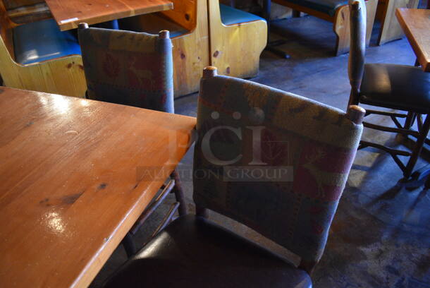 ALL ONE MONEY! Lot of Wooden Table on Black Metal Table Base and 4 Natural Edge Dining Chairs. 36x36x30, 20x17x36 - Image 4 of 4