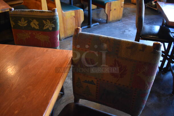 ALL ONE MONEY! Lot of Wooden Table on Black Metal Table Base and 4 Natural Edge Dining Chairs. 36x36x30, 20x17x36 - Image 3 of 3