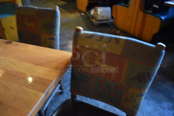 ALL ONE MONEY! Lot of Wooden Table on Black Metal Table Base and 4 Natural Edge Dining Chairs. 36x36x30, 20x17x36 - Image 3 of 3