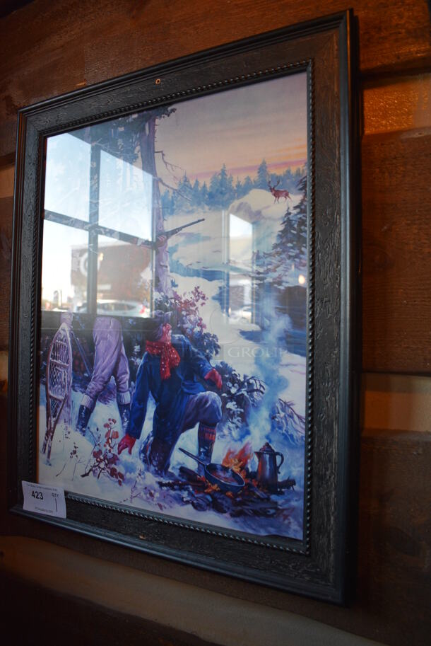 Picture of Man Hunting While Other Man Tends Fire. BUYER MUST REMOVE. 24x1x29 - Image 2 of 3