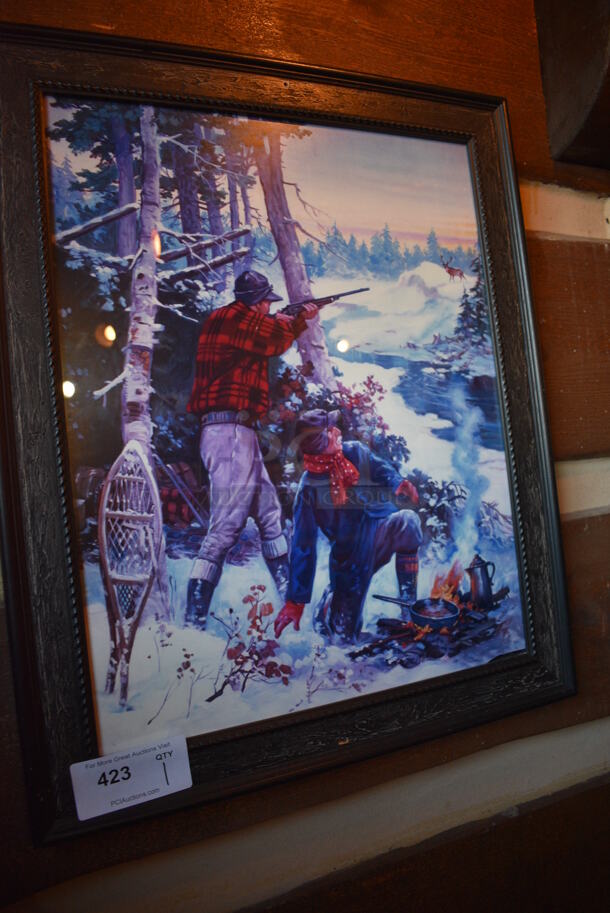 Picture of Man Hunting While Other Man Tends Fire. BUYER MUST REMOVE. 24x1x29 - Image 3 of 3