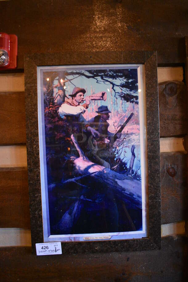 ALL ONE MONEY! Lot of 3 Various Wall Decorations Including Hunters, Winchester Ammunition Sign and Waterfall Picture. BUYER MUST REMOVE - Image 2 of 5