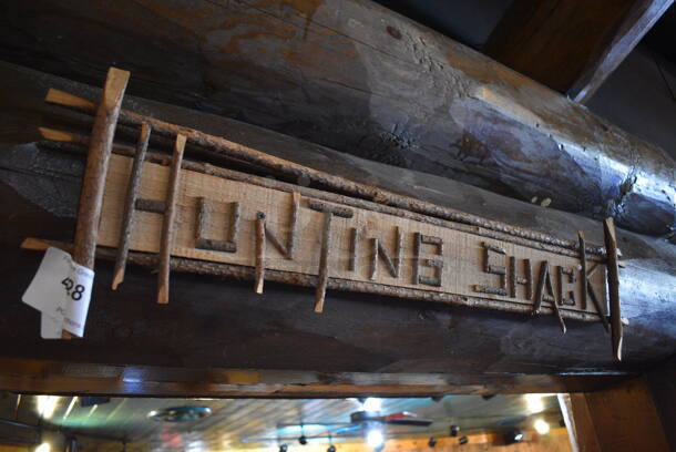 Wooden Hunting Shack Sign. BUYER MUST REMOVE. 32x1x10 - Image 2 of 3