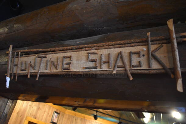 Wooden Hunting Shack Sign. BUYER MUST REMOVE. 32x1x10 - Image 3 of 3