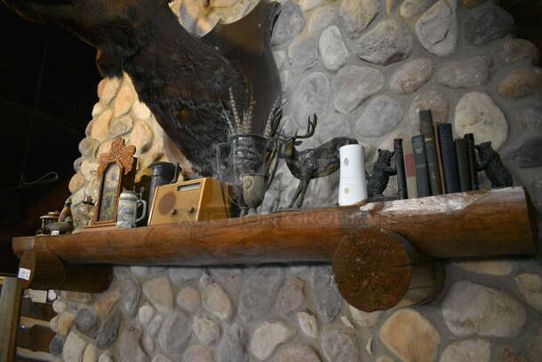 ALL ONE MONEY! Lot of Wooden Shelf w/ Various Knickknacks! BUYER MUST REMOVE. 105x17x12 - Image 5 of 5