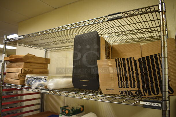 Chrome Finish 5 Tier Metro Style Shelving Unit w/ ENTIRE CONTENTS Including Paper Products! BUYER MUST DISMANTLE. PCI CANNOT DISMANTLE FOR SHIPPING. PLEASE CONSIDER FREIGHT CHARGES. 60x24x86 - Image 2 of 5