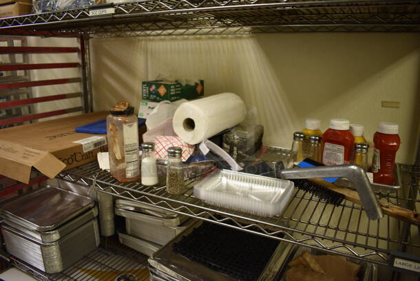 Chrome Finish 5 Tier Metro Style Shelving Unit w/ ENTIRE CONTENTS Including Paper Products! BUYER MUST DISMANTLE. PCI CANNOT DISMANTLE FOR SHIPPING. PLEASE CONSIDER FREIGHT CHARGES. 60x24x86 - Image 3 of 5