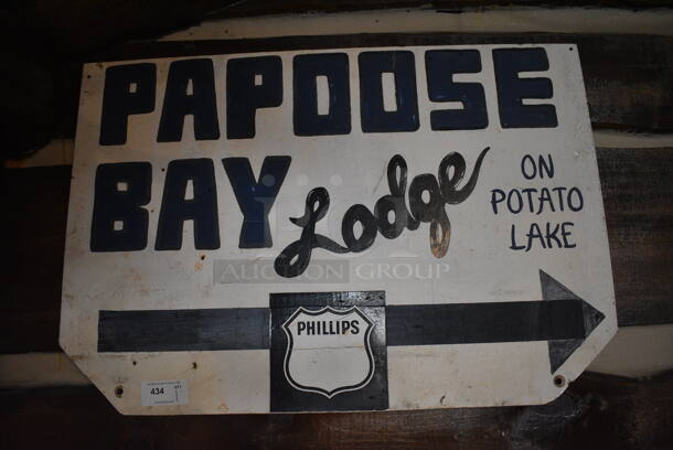 Papoose Bay Lodge on Potato Lake Sign. BUYER MUST REMOVE. 48x0.5x33 - Image 1 of 2