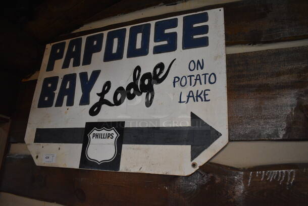 Papoose Bay Lodge on Potato Lake Sign. BUYER MUST REMOVE. 48x0.5x33 - Image 2 of 2