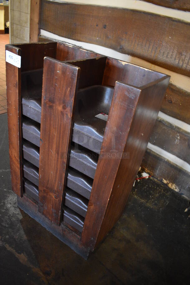 10 Brown Poly Booster Seats in Wooden Holder. 26.5x13.5x41.5, 11x10x8. 10 Times Your Bid! - Image 2 of 3