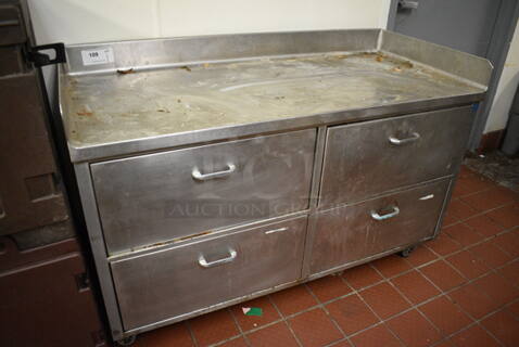 Stainless Steel Commercial Table w/ 4 Drawers. 52x24x34