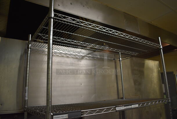 Chrome Finish 4 Tier Shelving Unit. BUYER MUST DISMANTLE. PCI CANNOT DISMANTLE FOR SHIPPING. PLEASE CONSIDER FREIGHT CHARGES. 48x24x86  - Image 2 of 3