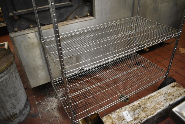 Chrome Finish 4 Tier Shelving Unit. BUYER MUST DISMANTLE. PCI CANNOT DISMANTLE FOR SHIPPING. PLEASE CONSIDER FREIGHT CHARGES. 48x24x86  - Image 3 of 3