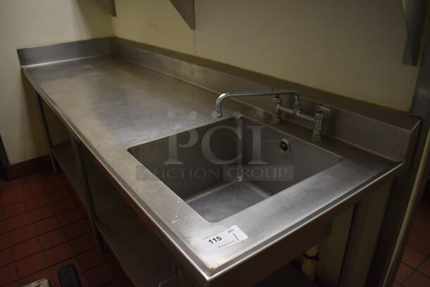 Stainless Steel Commercial Table w/ Sink Basin, Faucet, Handles and Undershelf. BUYER MUST REMOVE. 96x30x41. Bay 20x20x12 - Image 2 of 4