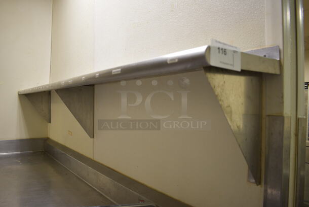 Stainless Steel Wall Mount Shelf. BUYER MUST REMOVE. 96x12x15 - Image 3 of 3