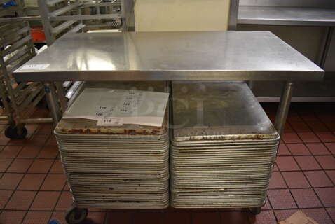 Stainless Steel Commercial Table w/ Undershelf on Commercial Casters. 45x24x36