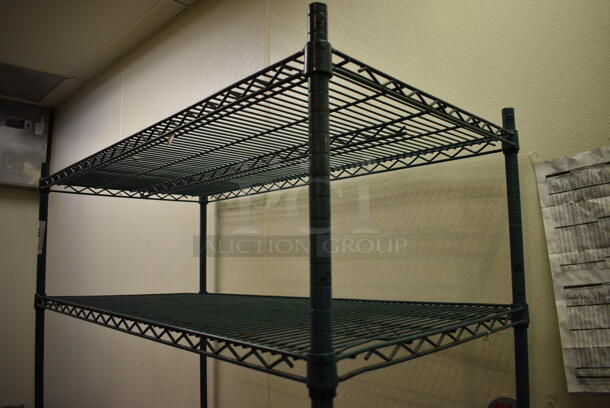 Green Finish 4 Tier Metro Style Shelving Unit. BUYER MUST DISMANTLE. PCI CANNOT DISMANTLE FOR SHIPPING. PLEASE CONSIDER FREIGHT CHARGES. 48x24x75 - Image 2 of 3