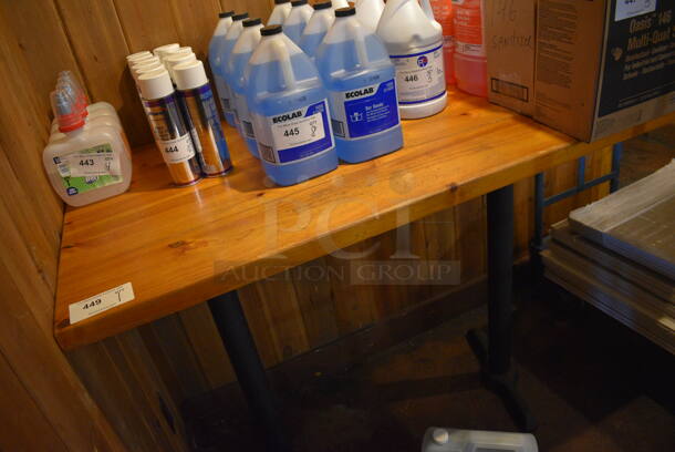 Bar Height Wooden Table on 2 Black Metal Table Legs. 53x30x42 - Image 3 of 3