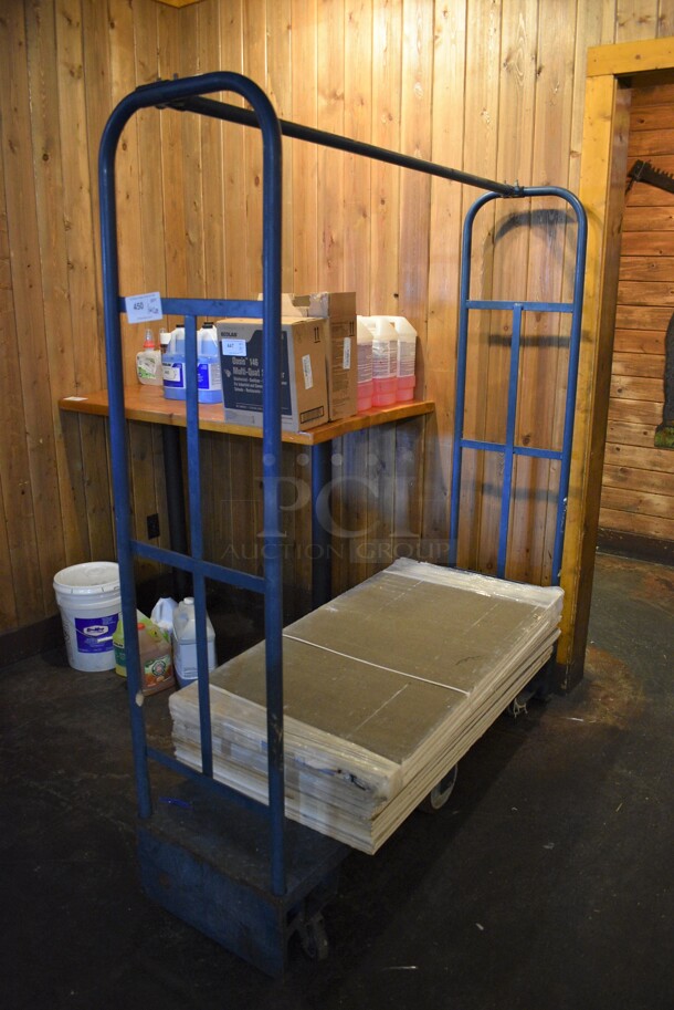 Metal Blue U Boat Cart on Commercial Casters. 64x18x73 - Image 1 of 4