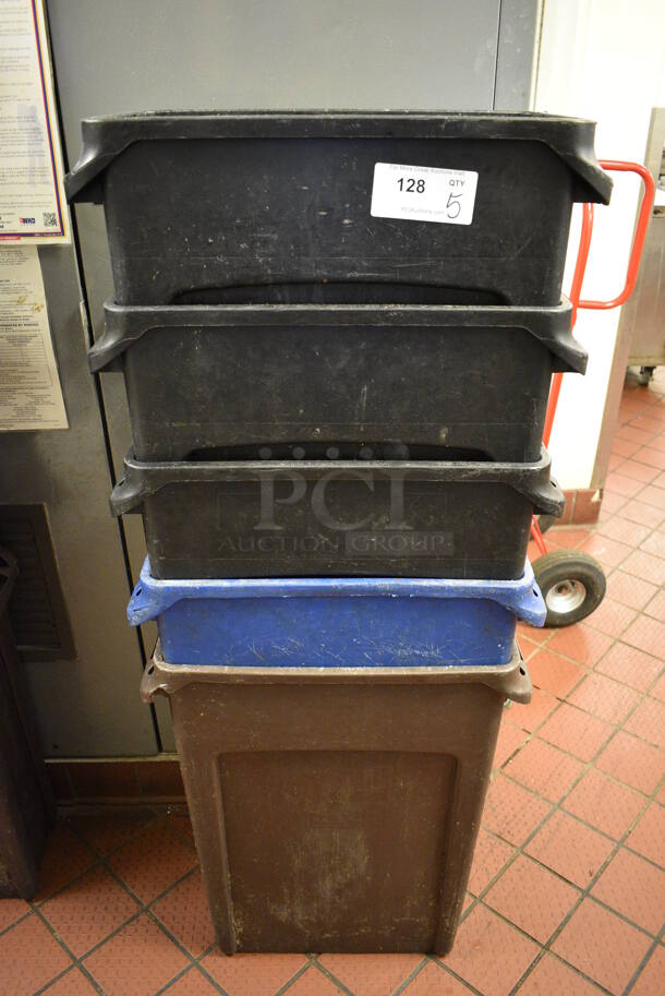 5 Poly Slim Jim Trash Cans. 23x11x30. 5 Times Your Bid! - Image 1 of 2