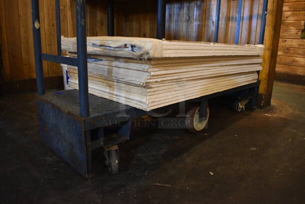 Metal Blue U Boat Cart on Commercial Casters. 64x18x73 - Image 2 of 4