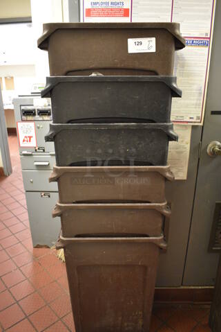 6 Poly Slim Jim Trash Cans. 23x11x30. 6 Times Your Bid!
