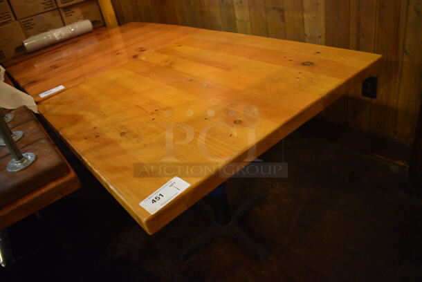 Wooden Tabletop on Black Metal Table Base. 36x36x30 - Image 2 of 2