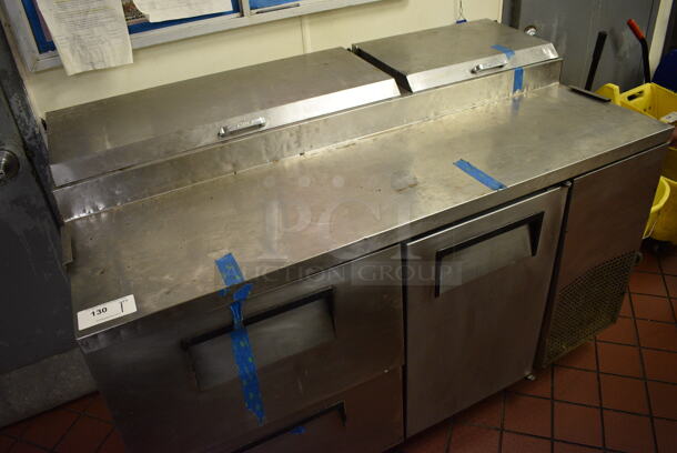 GREAT! 2006 True Model TPP-60D-2 Stainless Steel Commercial Pizza Prep Table w/ 2 Drawers and Door on Commercial Casters. 115 Volts, 1 Phase. 60x33x42. Unit Was Working When Restaurant Closed! - Image 2 of 7