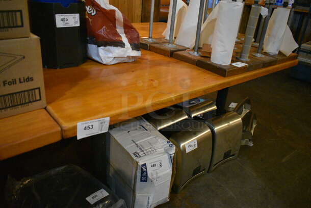 Wooden Tabletop on 2 Black Staight Leg Metal Table Bases. 66x30x30 - Image 1 of 2