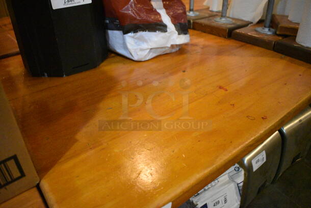 Wooden Tabletop on 2 Black Staight Leg Metal Table Bases. 66x30x30 - Image 2 of 2