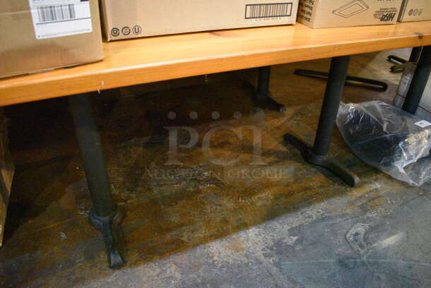 Wooden Tabletop on 2 Black Staight Leg Metal Table Bases. 66x30x30 - Image 2 of 3