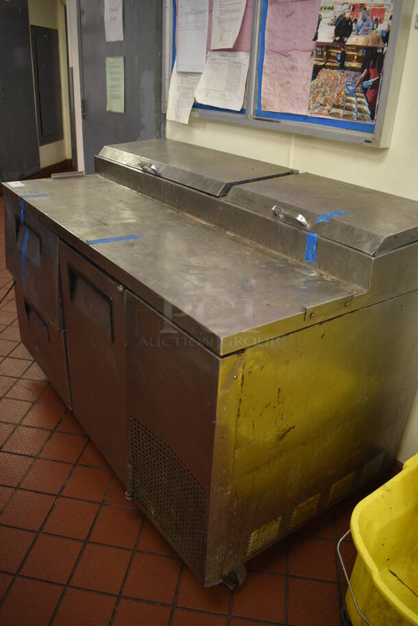GREAT! 2006 True Model TPP-60D-2 Stainless Steel Commercial Pizza Prep Table w/ 2 Drawers and Door on Commercial Casters. 115 Volts, 1 Phase. 60x33x42. Unit Was Working When Restaurant Closed! - Image 7 of 7