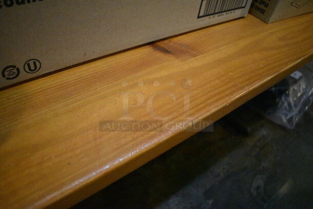 Wooden Tabletop on 2 Black Staight Leg Metal Table Bases. 66x30x30 - Image 3 of 3