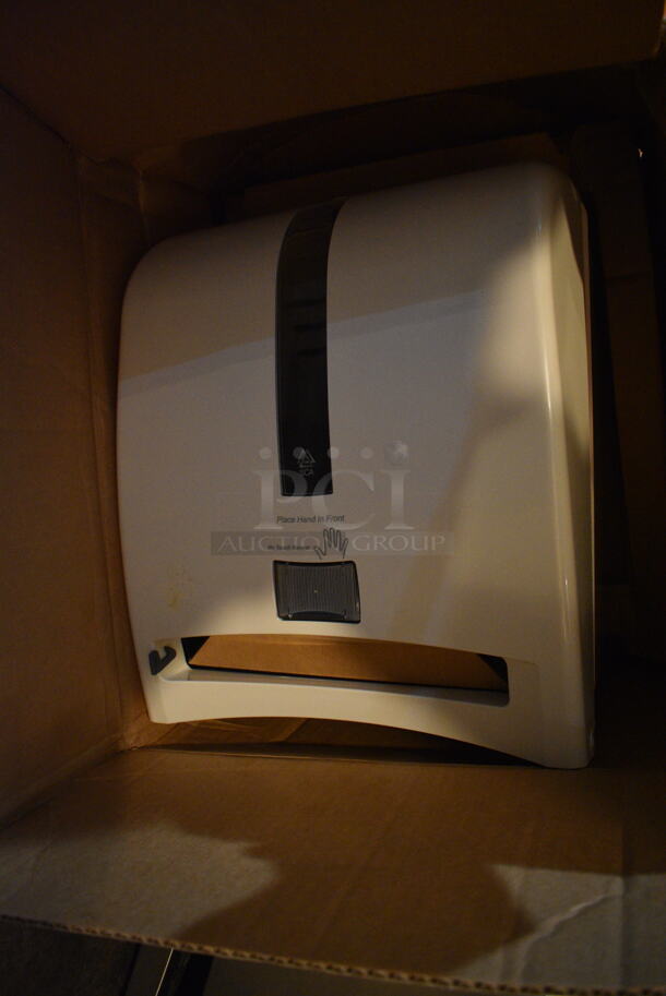 Tork White Poly Intuition Paper Towel Dispensers. 12x8x14