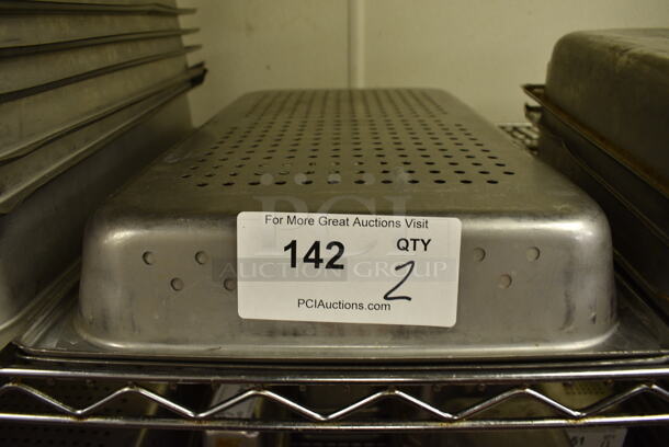 2 Stainless Steel Perforated Full Size Drop In Bins. 1/1x2. 2 Times Your Bid! - Image 1 of 2