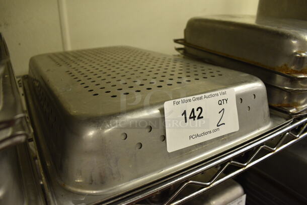 2 Stainless Steel Perforated Full Size Drop In Bins. 1/1x2. 2 Times Your Bid! - Image 2 of 2