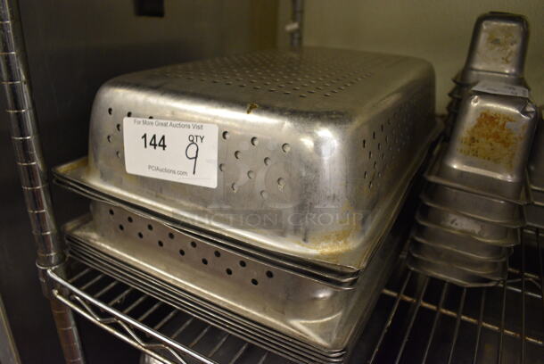 9 Stainless Steel Perforated Full Size Drop In Bins. 1/1x4. 9 Times Your Bid! - Image 2 of 2