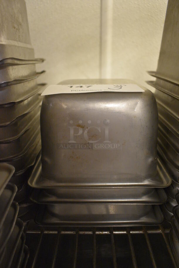 3 Stainless Steel 1/6 Size Drop In Bins. 1/6x4. 3 Times Your Bid!