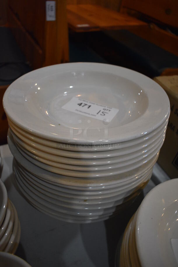 15 White Ceramic Pasta Plates. 11.5x11.5x2. 15 Times Your Bid!