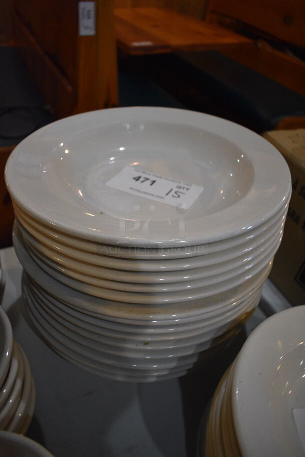 15 White Ceramic Pasta Plates. 11.5x11.5x2. 15 Times Your Bid! - Image 1 of 3