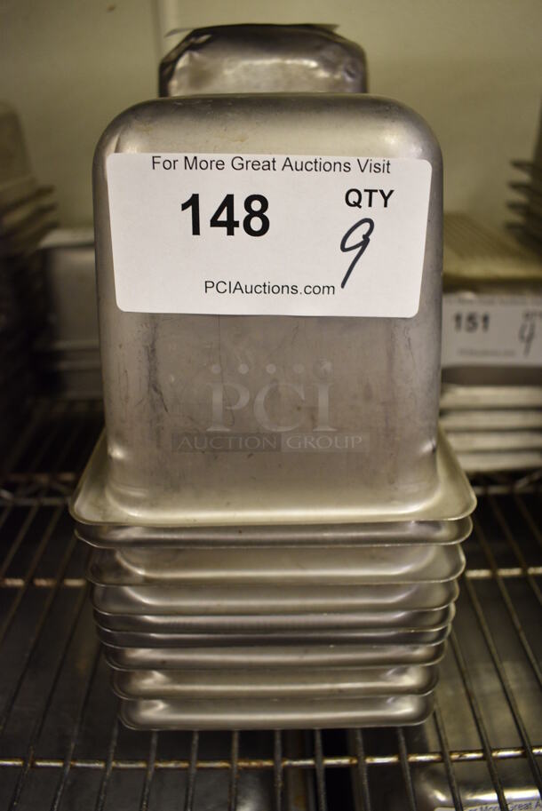 9 Stainless Steel 1/6 Size Drop In Bins. 1/6x6. 9 Times Your Bid! - Image 1 of 2