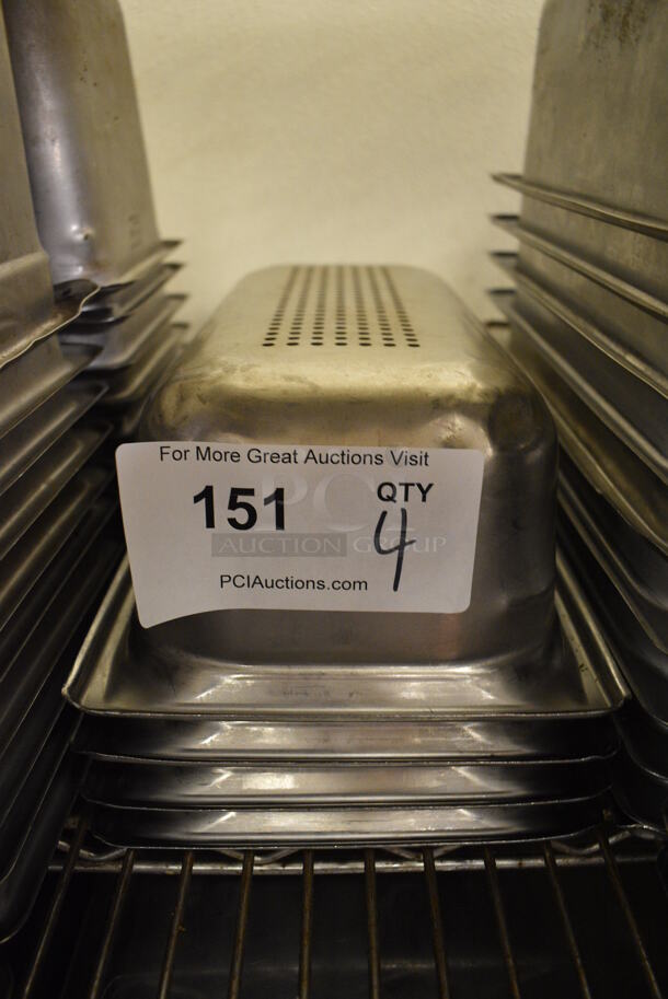 4 Stainless Steel Perforated 1/3 Size Drop In Bins. 1/3x4. 4 Times Your Bid! - Image 1 of 2