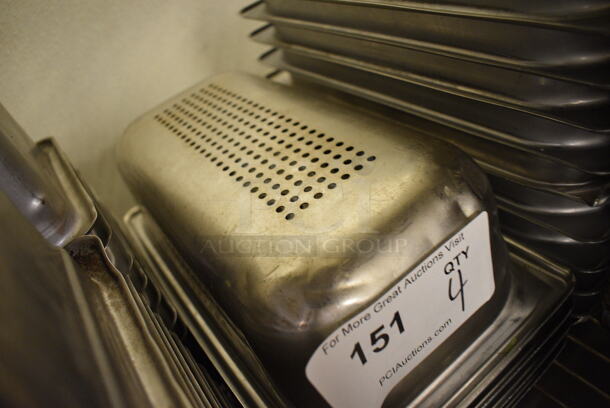 4 Stainless Steel Perforated 1/3 Size Drop In Bins. 1/3x4. 4 Times Your Bid! - Image 2 of 2